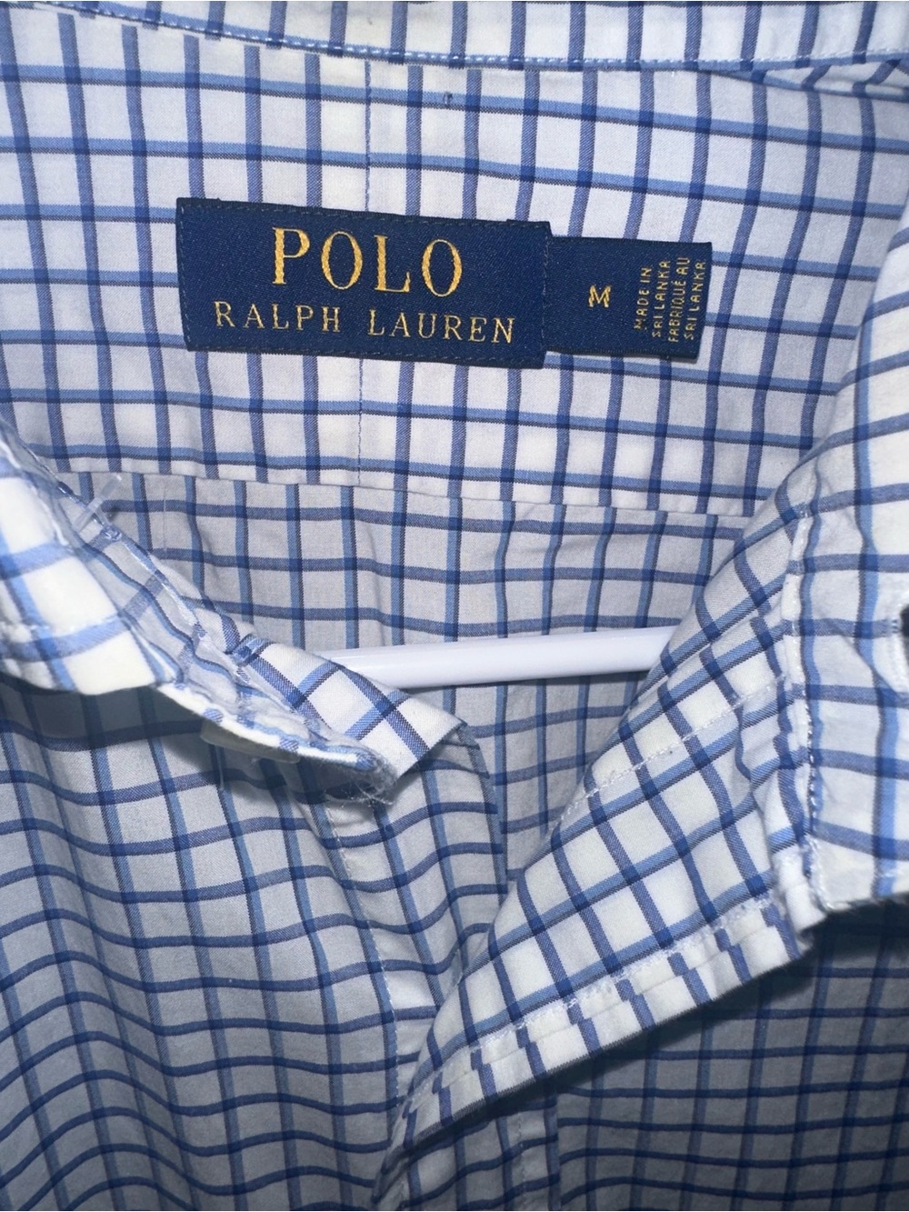 Polo by Ralph Lauren Men’s Blue Check Custom-Fit Button-Down Shirt size Medium - Picture 4 of 6
